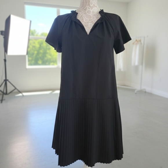 Robbie Bee Women's Black Cotton Blend A-Line Pleaded Dress Size M - Picture 5 of 10